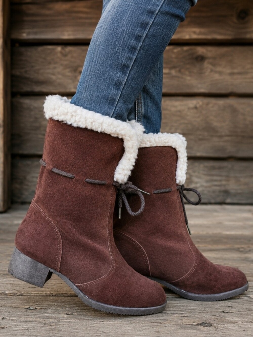 Hush Puppies Blizzard Vintage 80s Suede Shearling Lined Winter Boots 8.5M